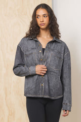 Vintage Havana | Denim Fleece Shacket