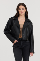 Vintage Havana | Black Leather Moto Jacket