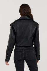 Vintage Havana | Black Leather Moto Jacket