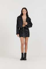 Vintage Havana | Black Leather Moto Jacket