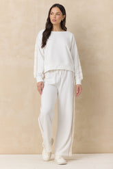 Vintage Havana | French Terry Crew Sweatshirt with Square Crochet Insert