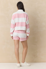 Vintage Havana | Striped French Terry Half Zip Sweatshirt