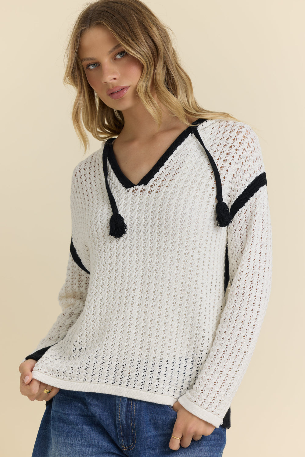 Vintage Havana | Contrast Crochet Hoodie