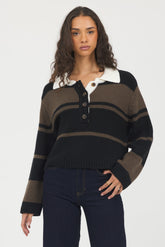 Vintage Havana | Woodland Stripe Collared Sweater