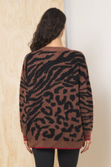 Vintage Havana | V Neck Jacquard Sweater