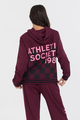 Vintage Havana | Cabernet W/ Rose Printed Heavy Surf Wash Hoodie