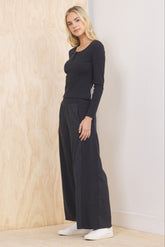 Vintage Havana | Washed Black Henley 2-Piece Set