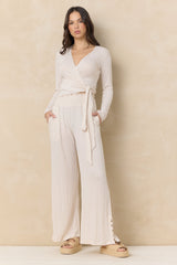 Vintage Havana | Crinkle Knit Wide Leg Pants