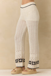 Vintage Havana | Crochet Floral Wide Leg Pants