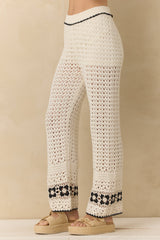 Vintage Havana | Crochet Floral Wide Leg Pants