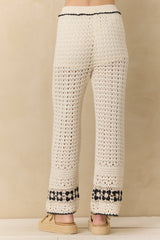 Vintage Havana | Crochet Floral Wide Leg Pants