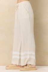Vintage Havana | Linen Blend Wide Leg Pant with Contrast Stripe