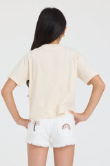 Vintage Havana | Kids Distressed Denim Short with Embroidered Pocket