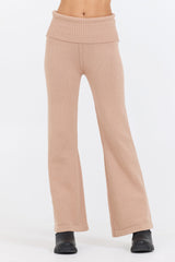 Vintage Havana | Salted Caramel Slim Fit Knit Fold Over Flare Pant