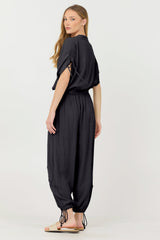 Vintage Havana | Black Rayon Crinkle Bottom Pants