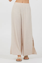 Vintage Havana | Heather Oatmeal Drapey Knit Cut Out Pants