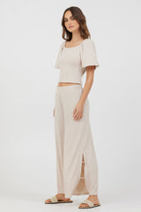Vintage Havana | Heather Oatmeal Drapey Knit Cut Out Pants