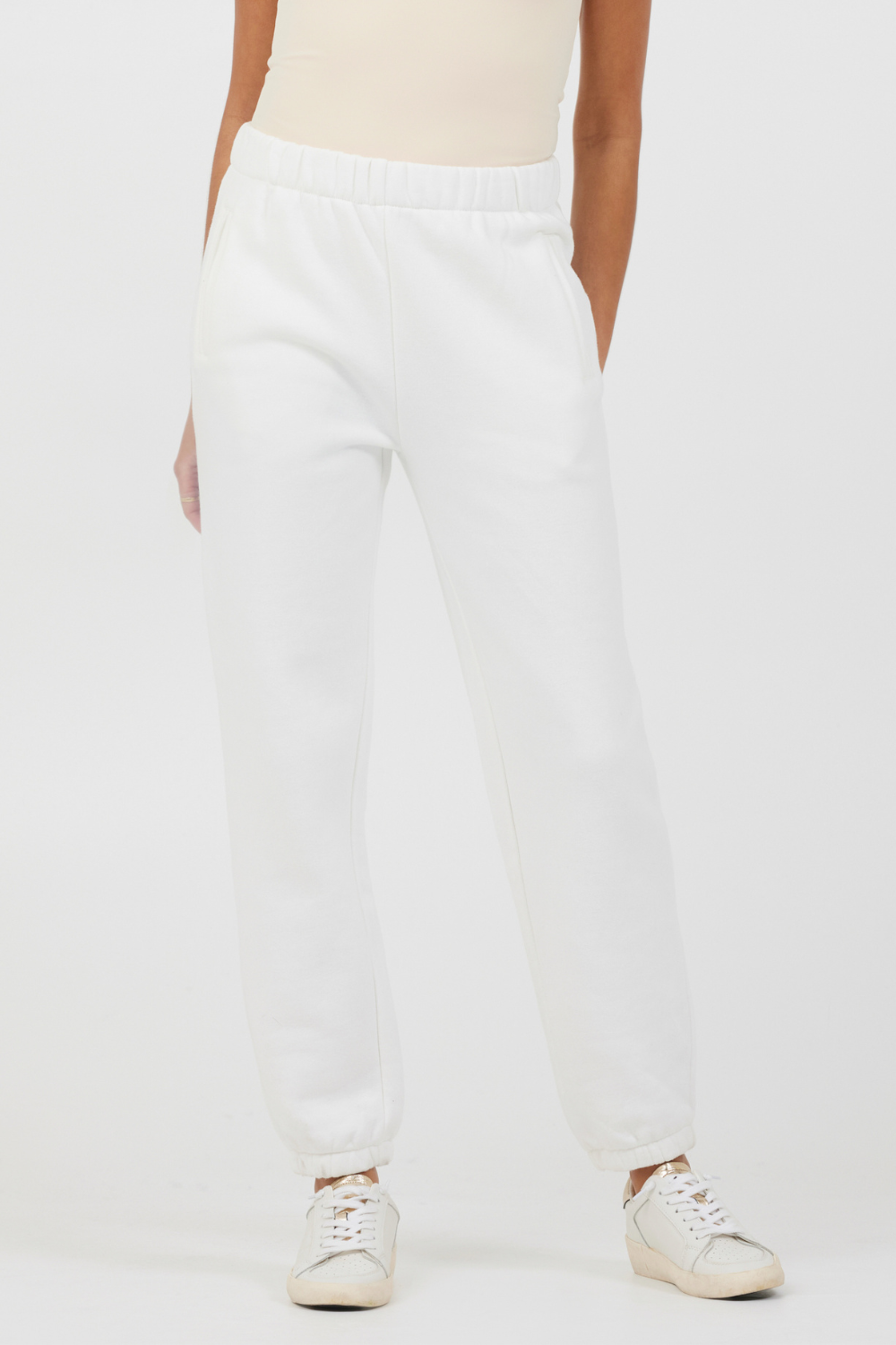 Vintage Havana | White Essentials Fleece Joggers