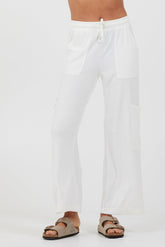 Vintage Havana | White Cord Terry Cargo Pants