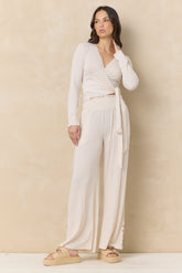Vintage Havana | Crinkle Knit Wrap Top