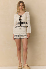 Vintage Havana | Crochet Floral Tie Front Top