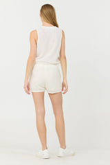 Vintage Havana | White Open Crochet Shorts