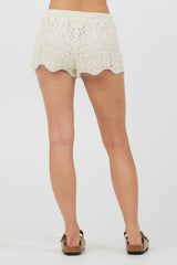 Vintage Havana | Ivory Crochet Knit Scallop Edge Shorts