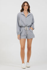 Vintage Havana | Heather Grey Bounded Textured Jersey Shorts