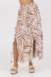 Vintage Havana | Printed Rayon Ruffle Maxi Skirt