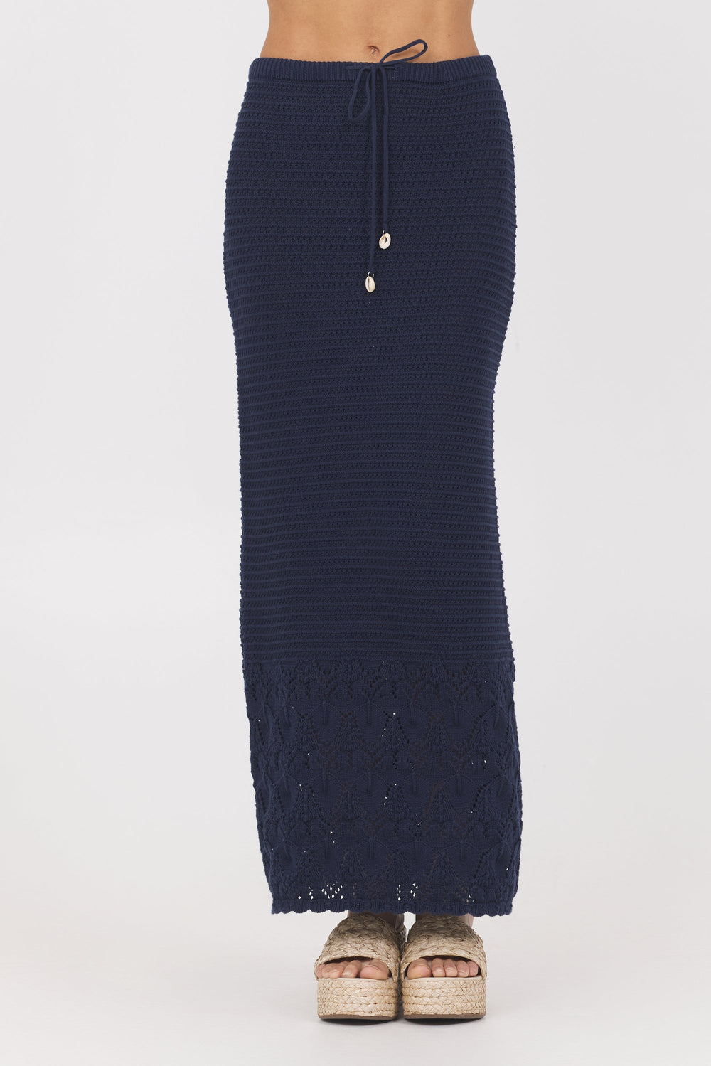 Vintage Havana | Navy Crochet Maxi Skirt