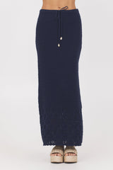 Vintage Havana | Navy Crochet Maxi Skirt