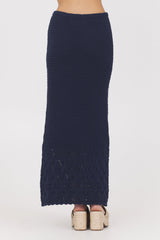 Vintage Havana | Navy Crochet Maxi Skirt