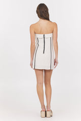 Vintage Havana | Linen Blend Mini Dress w/ Piping