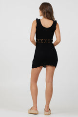 Vintage Havana | Black Ruffle Sleeve Crochet Dress