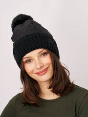 Vintage Havana | PUFFER POMPOM HAT - BLACK