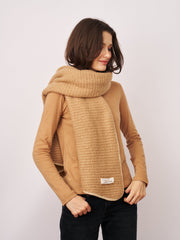 Vintage Havana | BLANKET STITCH KNIT SCARF - WHEAT/IVORY