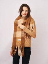 Vintage Havana | CHECK TASSEL SCARF - TAN