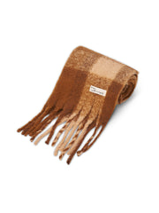 Vintage Havana | CHECK TASSEL SCARF - TAN