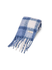 Vintage Havana | CHECK TASSEL SCARF - BLUE