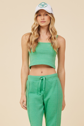 Vintage Havana | Surf Green Solid Burnout Fleece Tank