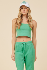 Vintage Havana | Surf Green Solid Burnout Fleece Tank