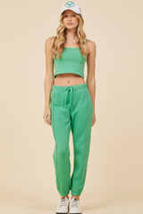 Vintage Havana | Surf Green Solid Burnout Fleece Tank