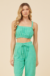 Vintage Havana | Surf Green Corded Terry Cropped Tank