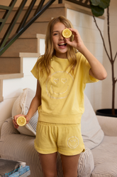 Vintage Havana | Kids Garment Dye Short with Smile Embroidery