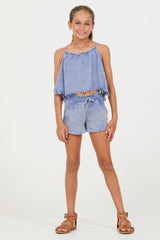 Vintage Havana | Plush Blue Washed Texture Flow Tank