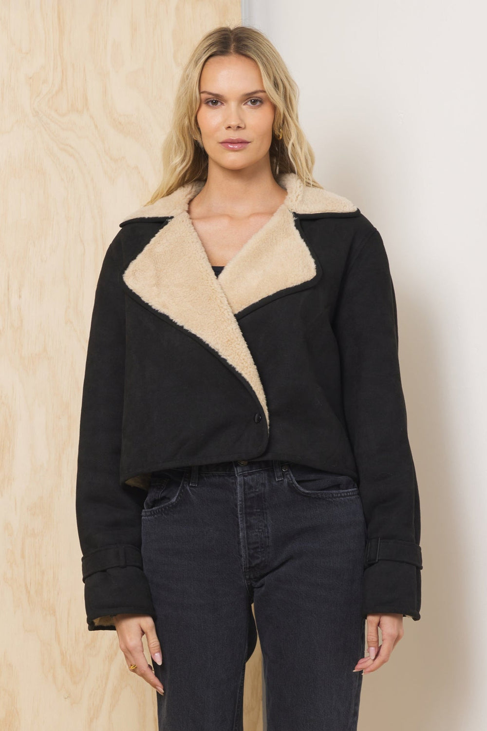Vintage Havana | Suede Sherpa Short Trench