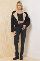 Vintage Havana | Suede Sherpa Short Trench