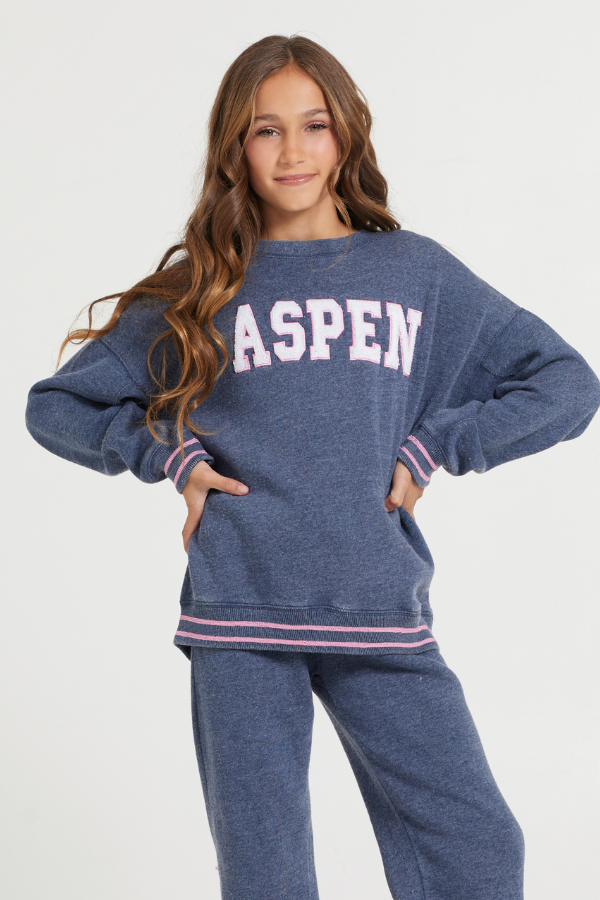 Vintage Havana | Kids Navy Aspen Patch Crew