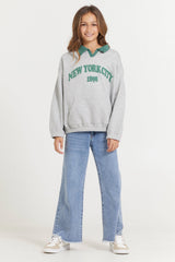 Vintage Havana | Kids Hunter Green and Grey NYC Oversized Polo