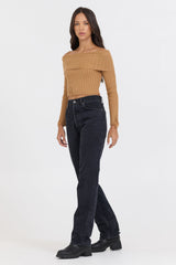 Vintage Havana | Caramel Distressed Off Shoulder Sweater